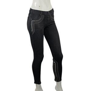 MOTHER denim Looker inside Zip Jeans Black Sheep Princess embroidered sz 26